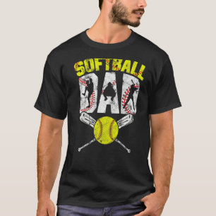 Mens  Softball Dad Team Sports Vintage Softball Fo T-Shirt