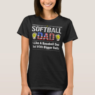 Mens Softball Dad Vintage Usa American Flag Father T-Shirt