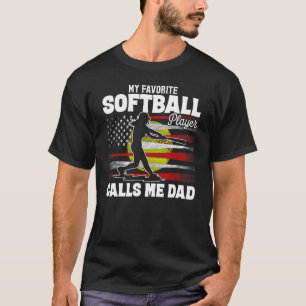 Mens Softball Flag My Favourite Softball Player Ca T-Shirt