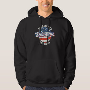 Mens Solomon Best Dad Hero US Flag Personalised Fa Hoodie