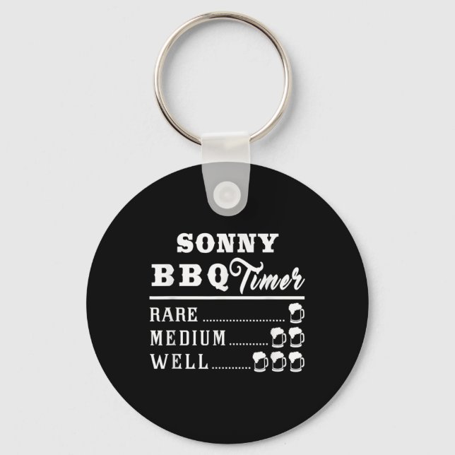 Mens Sonny Bbq Timer Beer Drinking Funny Grilling  Key Ring (Front)