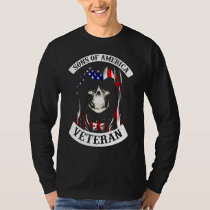 Mens Sons Of America Veteran Skull American Vetera T-Shirt