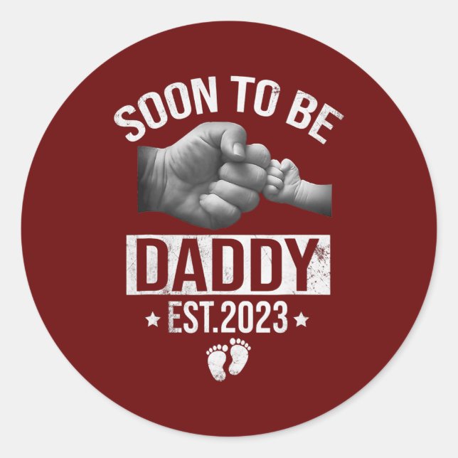 Mens Soon To Be Daddy Est 2023 Fathers Day Classic Round Sticker (Front)