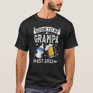 Mens  Soon To Be Grampa 2023 Vintage Retro New Dad T-Shirt