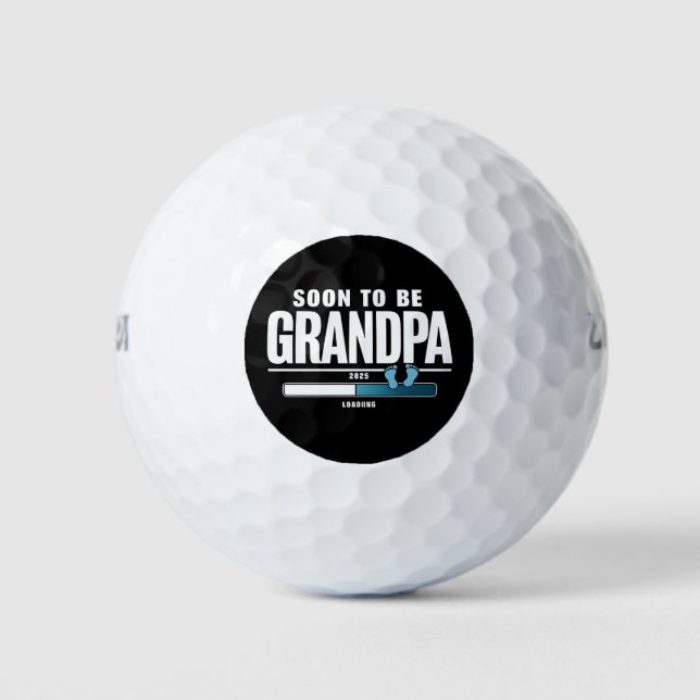 Mens Soon To Be Grandpa EST. 2025 New Grandpa  Golf Balls (Front)