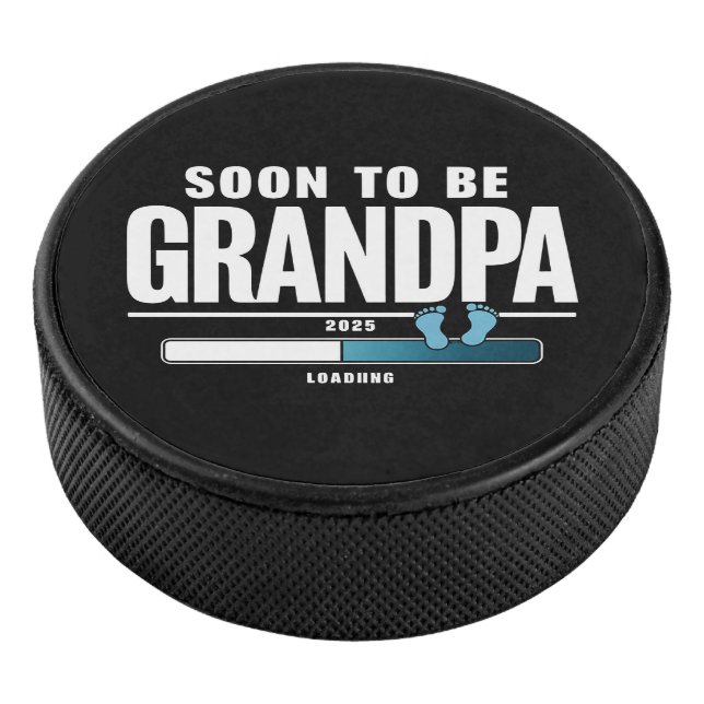 Mens Soon To Be Grandpa EST. 2025 New Grandpa  Hockey Puck (3/4)
