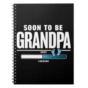 Mens Soon To Be Grandpa EST. 2025 New Grandpa  Notebook