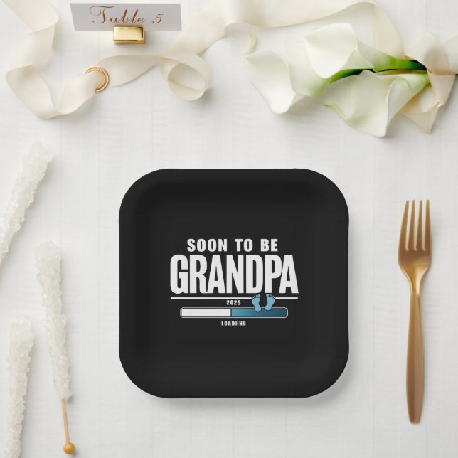 Mens Soon To Be Grandpa EST. 2025 New Grandpa  Paper Plate (Wedding)