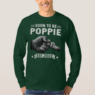 Mens Soon To Be Poppie Est 2022 Retro Fathers Day T-Shirt
