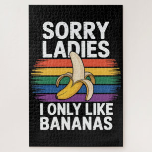 Mens Sorry Girl I Like Bananas Funny Jigsaw Puzzle