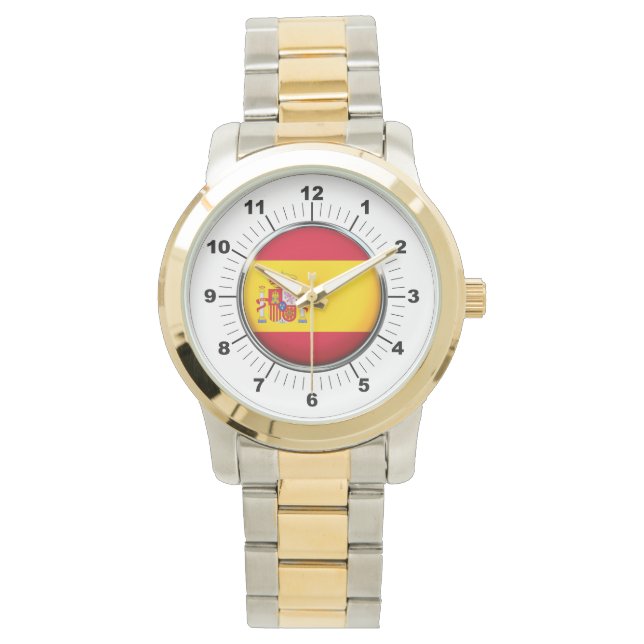 Men's Spain Flag Oversized Two-Tone Watch (Front)
