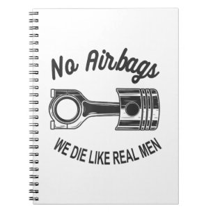 Mens Speed Racing Sports Car No Airbags - We Die L Notebook