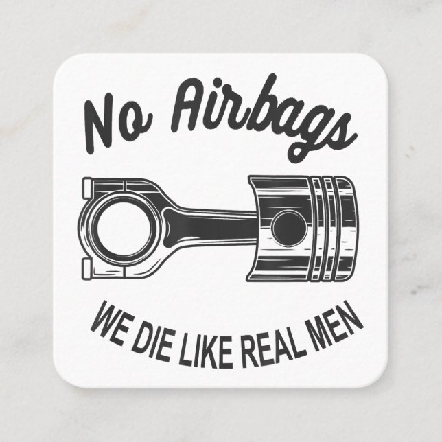 Mens Speed Racing Sports Car No Airbags - We Die L Square Business Card (Front)