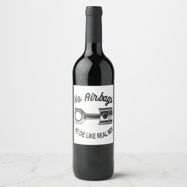 Mens Speed Racing Sports Car No Airbags - We Die L Wine Label (Front)