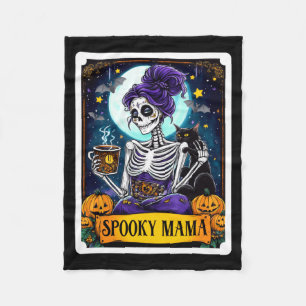 Mens Spooky Mama Tarot Card Halloween Mum Skull Fleece Blanket
