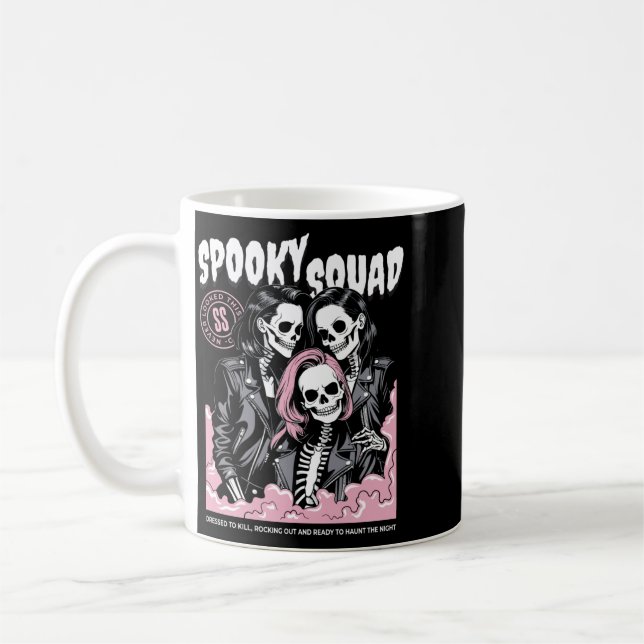 Mens Spooky Squad Skeleton Matching Halloween Coffee Mug (Left)
