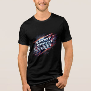 Men's Sport Speed Turbo Racing Black T-Shirt Tri-Blend Shirt