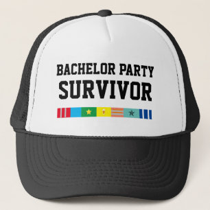 Mens Sports Novelty BACHELOR PARTY SURVIVOR Trucker Hat