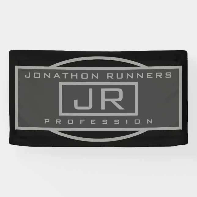 Men's Sporty Geometric Dark Greys & Black  Banner (Horizontal)