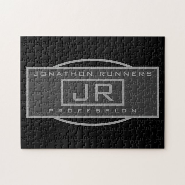 Men's Sporty Geometric Dark Greys & Black  Jigsaw Puzzle (Horizontal)