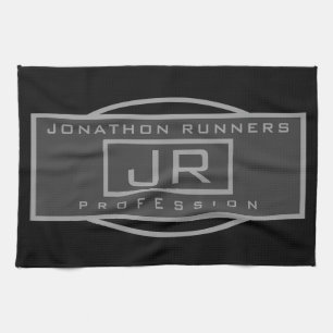 Men's Sporty Geometric Dark Greys & Black  Tea Towel