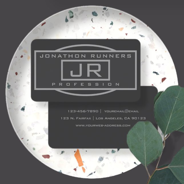 Men's Sporty Geometric Grey & Dark Greys Business Card (Creator Uploaded)