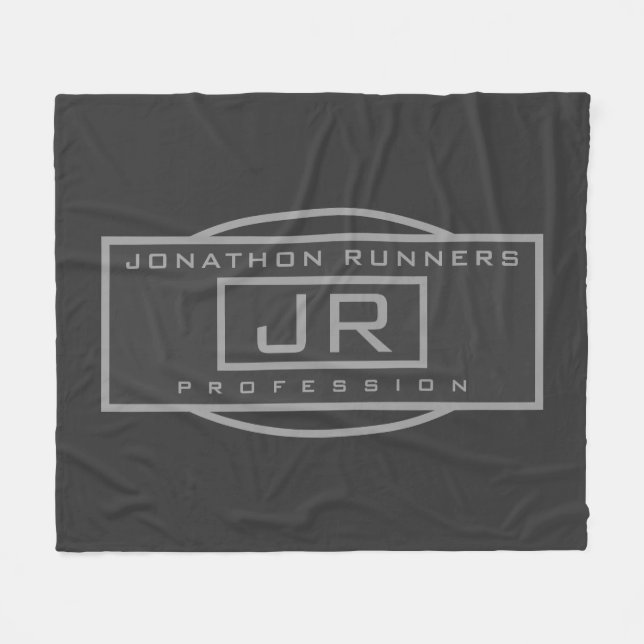 Men's Sporty Geometric Grey & Dark Greys Fleece Blanket (Front (Horizontal))