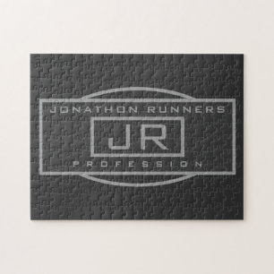 Men's Sporty Geometric Grey & Dark Greys Jigsaw Puzzle