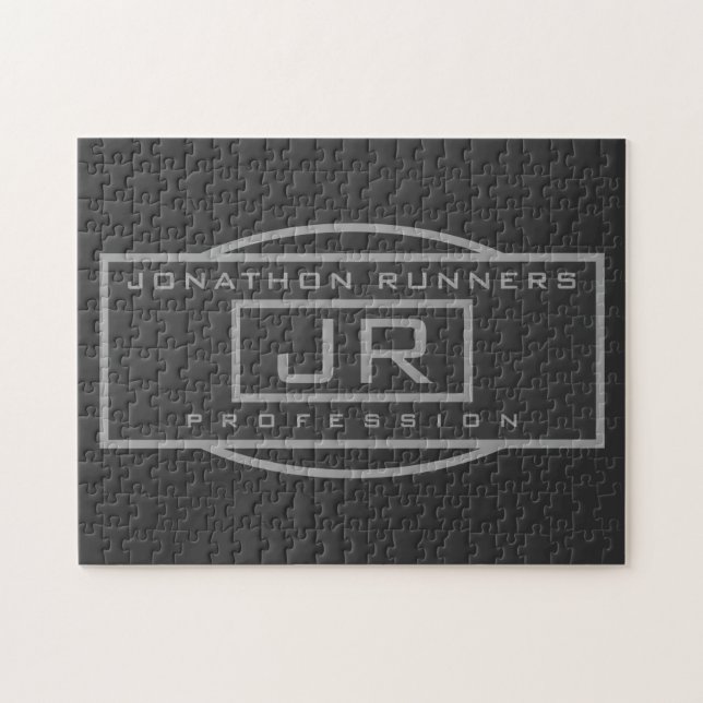 Men's Sporty Geometric Grey & Dark Greys Jigsaw Puzzle (Horizontal)