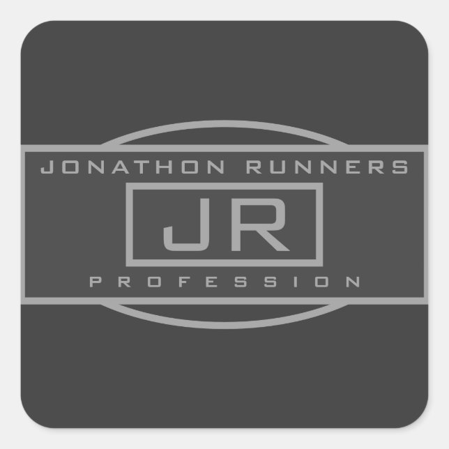 Men's Sporty Geometric Grey & Dark Greys Square Sticker (Front)