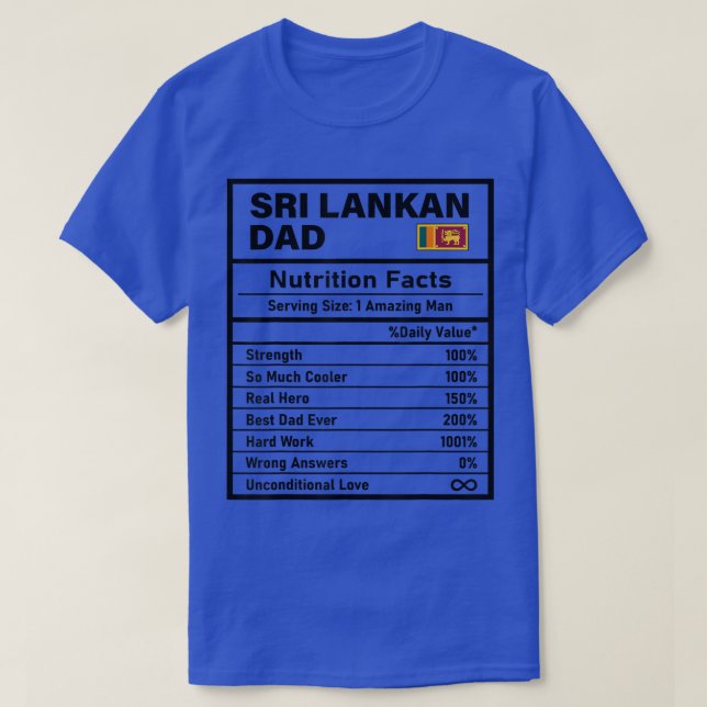 Mens Sri Lankan Dad Nutrition Facts Father's Day N T-Shirt (Design Front)