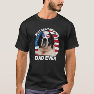 Mens St Bernard Dad American Flag Saint Bernard Do T-Shirt