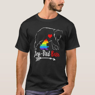 Mens Step Dad Bear Proud Dad Ally Lgbtq Rainbow Fl T-Shirt