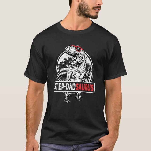 Mens Step Dadsaurus Rex Dinosaur Step Dad Saurus F T-Shirt (Front)