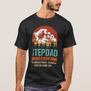 Mens Stepdad Knows Everything Fist Bump Family Fat T-Shirt
