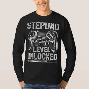 Mens Stepdad Level Unlocked Video Gamer Father's T-Shirt