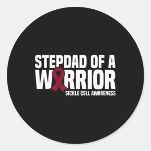 Mens Stepdad of a Warrior Sickle Cell Awareness Classic Round Sticker