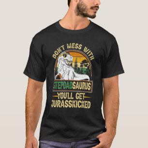 Mens Stepdad Rex Saurus Father's Day Christmas Vin T-Shirt