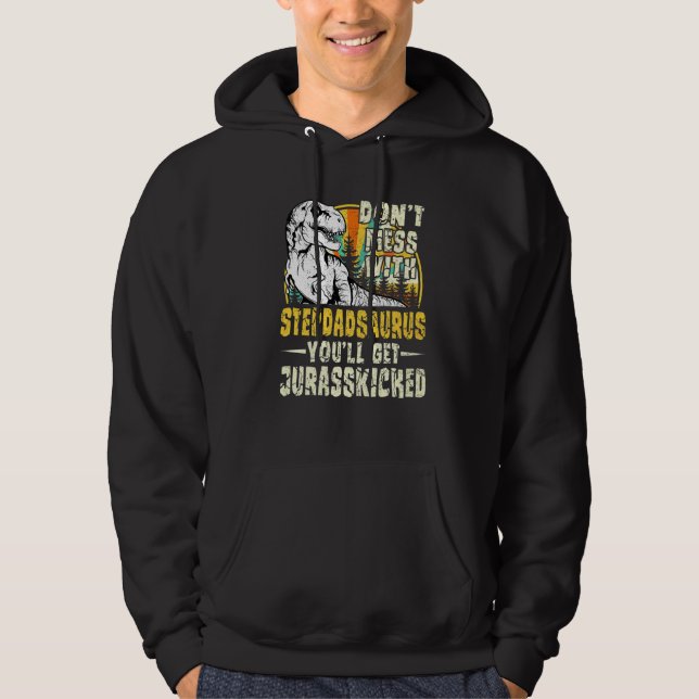 Mens Stepdad Rex Saurus Papasaurus Dinosaurs Men F Hoodie (Front)