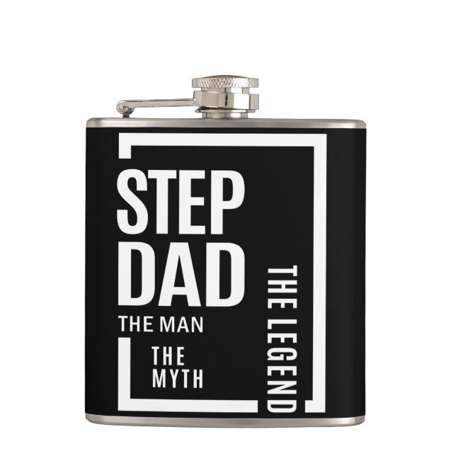 Mens Stepdad The Man The Myth The Legend Gift Hip Flask (Front)
