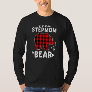 Mens Stepmom Bear Red Black Plaid Bear Christmas S T-Shirt
