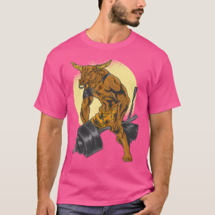 Mens Strong Minotaur Weight Lifting Graphic T-Shirt