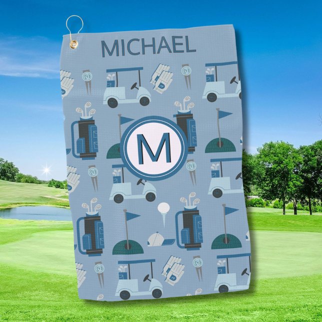 Men's Stylish Custom Monogram Name  Golf Towel (Creator Uploaded)