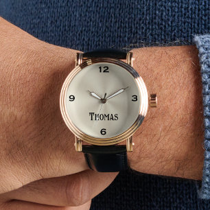 Men's Stylish Gold Vintage Watch Leather Strap