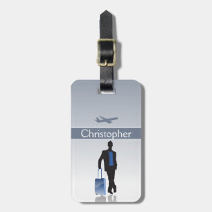 Mens Stylish Personalised Silhouette Luggage Tag
