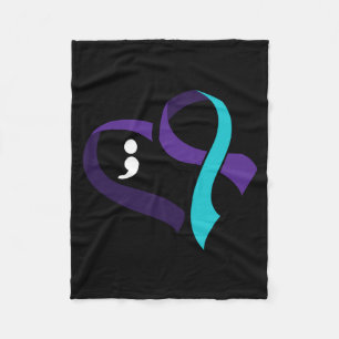 Mens Suicide Prevention Heart Semicolon Mental Fleece Blanket