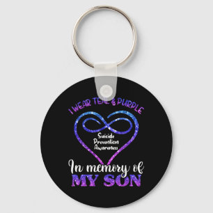 Mens Suicide Prevention Teal Purple In Memory Of Key Ring