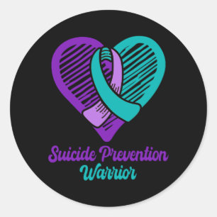 Mens Suicide Prevention Warrior Dress Purple And Classic Round Sticker