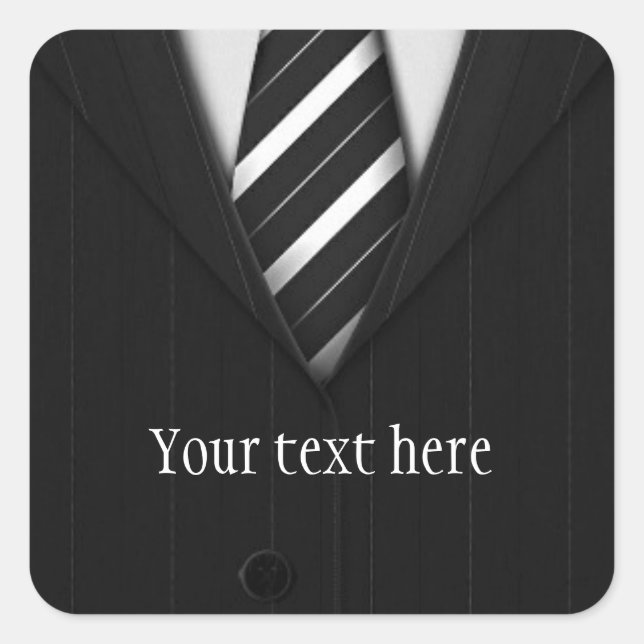 Men's Suit Closeup Customisable Square Sticker (Front)