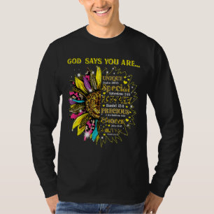 Mens Sunflower God Says You Are Unique Special Lov T-Shirt